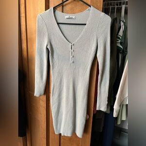 Abercrombie & Fitch Light Gray Ribbed Knit Dress